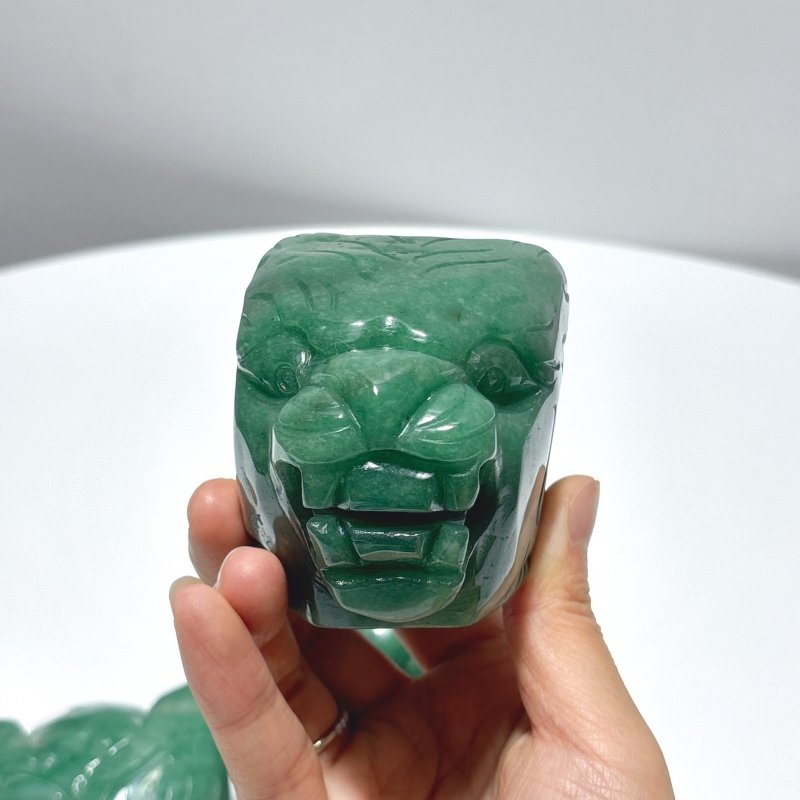 3 Pieces Green Aventurine Tiger Head Carving - Wholesale Crystals