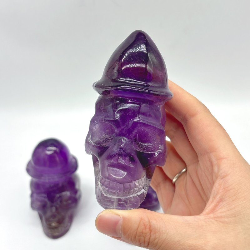 3 Pieces High Quality Amethyst Skull Carving - Wholesale Crystals