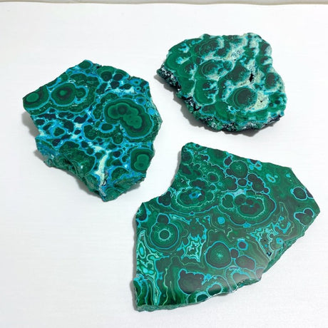 3 Pieces High Quality Beautiful Chrysocolla Mixed Malachite Slab Specimen 10 - Wholesale Crystals