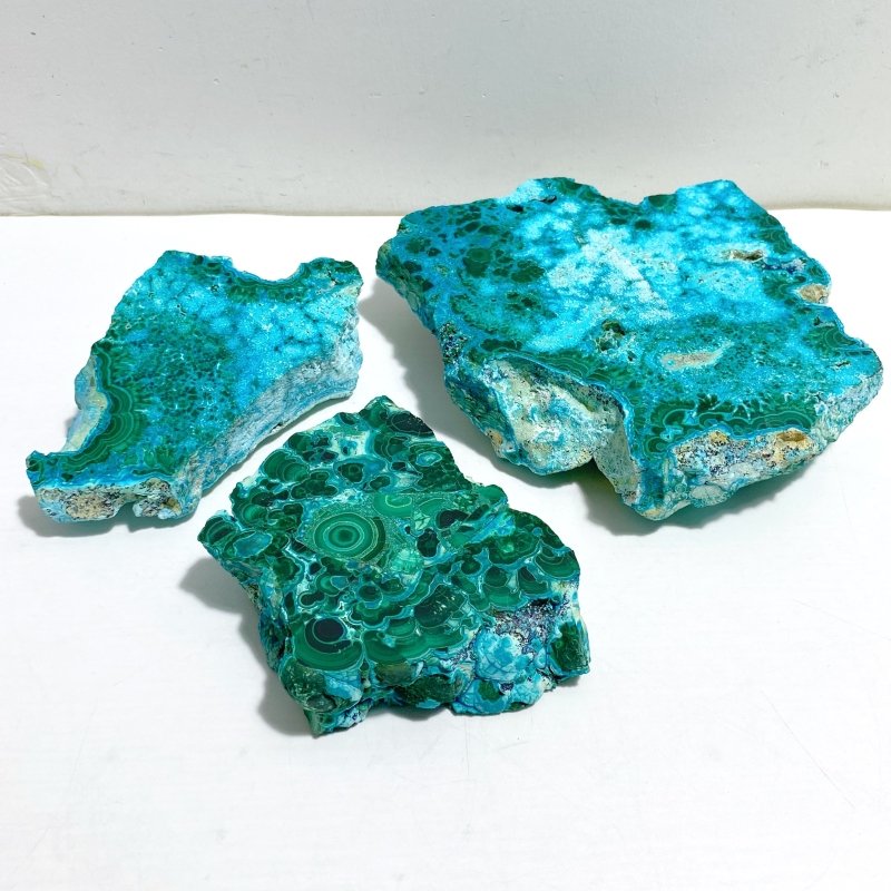 3 Pieces High Quality Chrysocolla Mixed Malachite Slab Specimen 14 - Wholesale Crystals