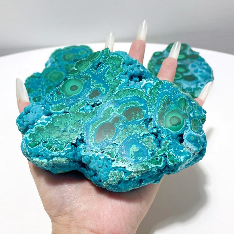 3 Pieces High Quality Chrysocolla Mixed Malachite Slab Specimen - Wholesale Crystals