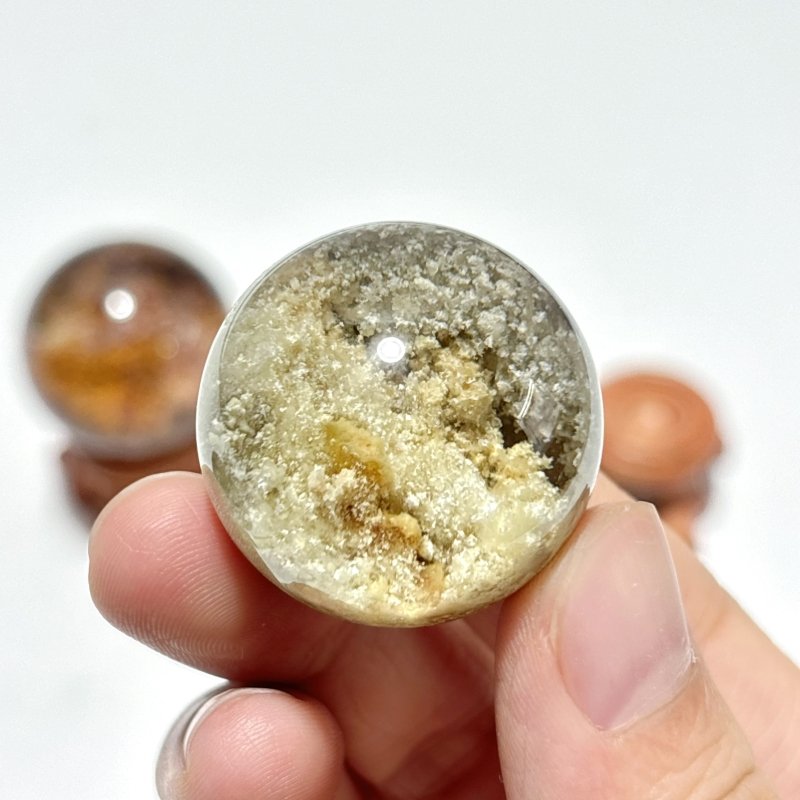 3 Pieces High Quality Garden Quartz Sphere With Stand - Wholesale Crystals