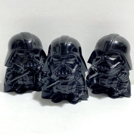 3 Pieces Large Black Obsidian Darth Vader Carving (Defects) -Wholesale Crystals