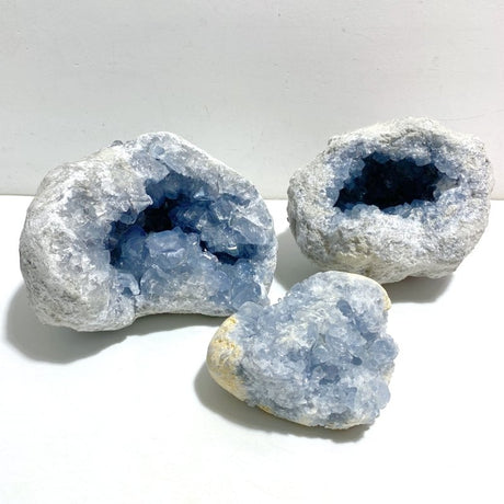 3 Pieces Large Blue Celestite Cluster Home Decor -Wholesale Crystals