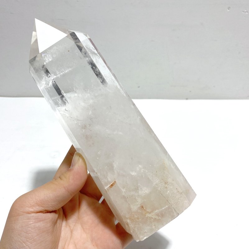 3 Pieces Large Clear Quartz Point Raw Bottom With Stand 2 - Wholesale Crystals