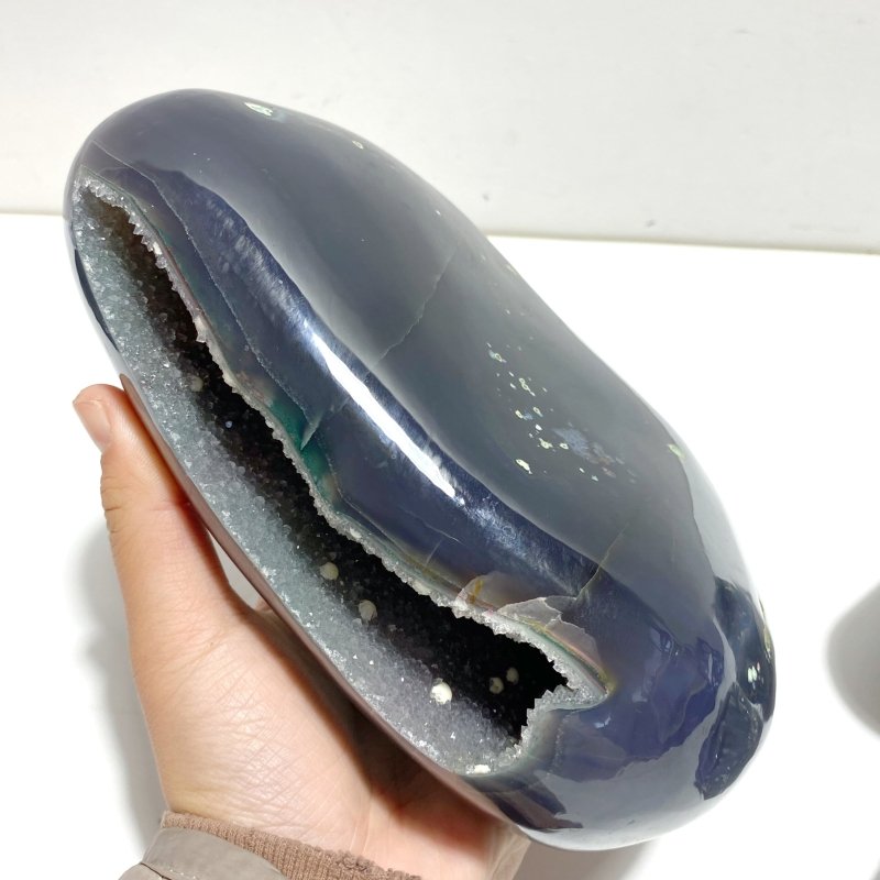 3 Pieces Large Geode Druzy Agate (Light Green Druzy) - Wholesale Crystals