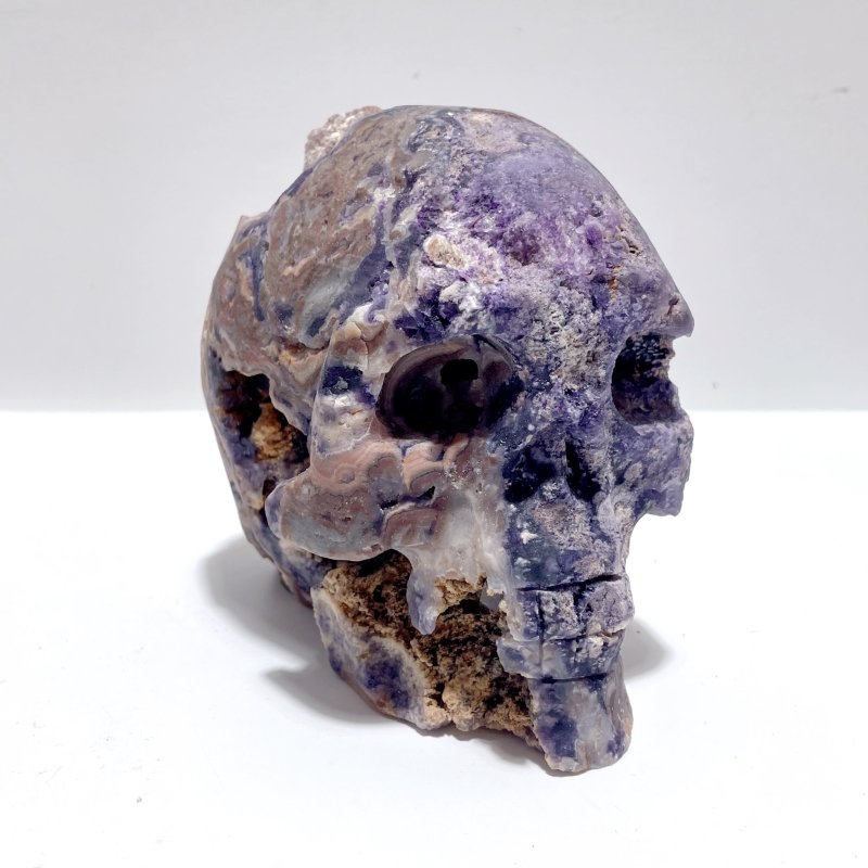 3 Pieces Large Purple Fluorite Skull Carving - Wholesale Crystals