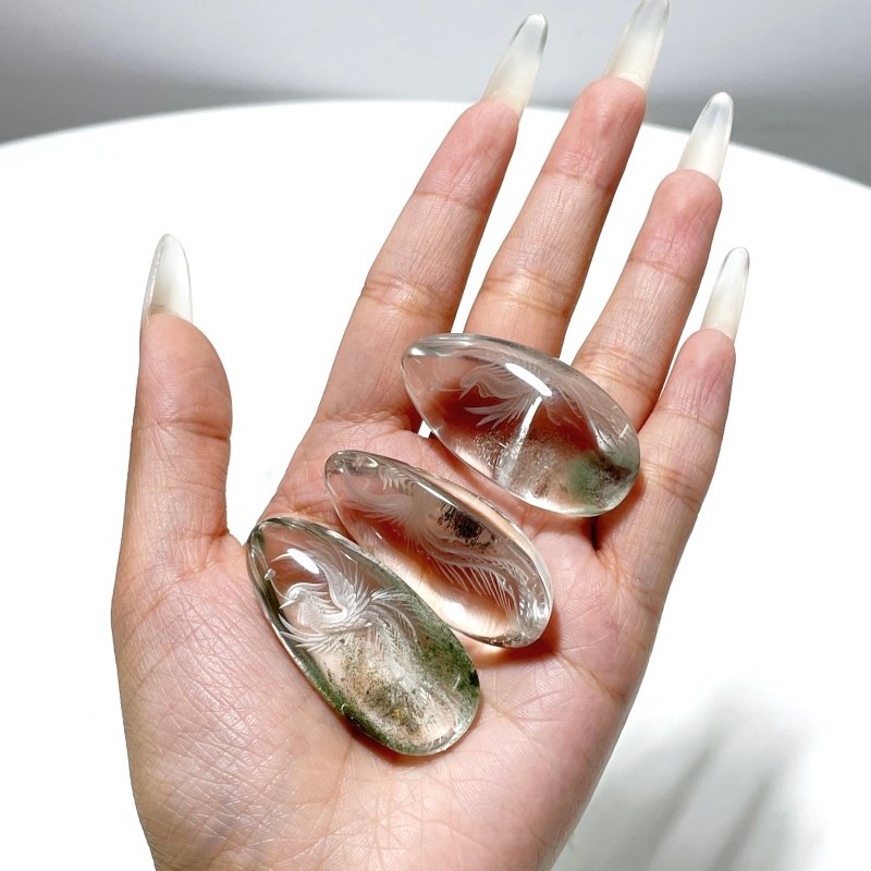 3 Pieces Phoenix Garden Quartz Inner Scene Carving - Wholesale Crystals