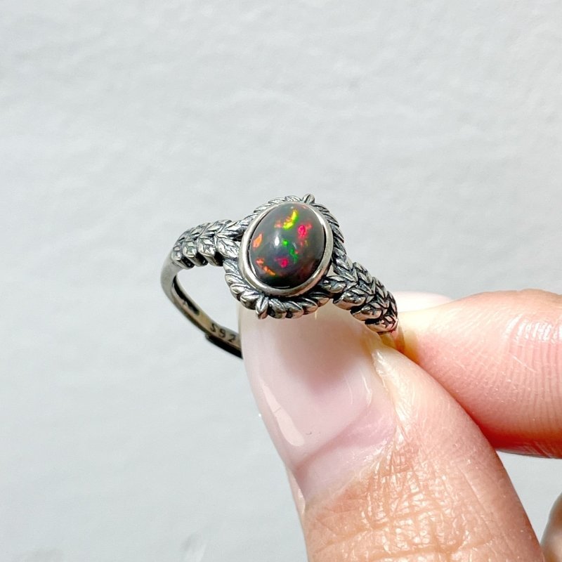 #3 Silver Ring Wholesale White Opal Black Opal Blue Moonstone Ring - Wholesale Crystals