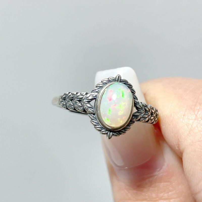 #3 Silver Ring Wholesale White Opal Black Opal Blue Moonstone Ring - Wholesale Crystals