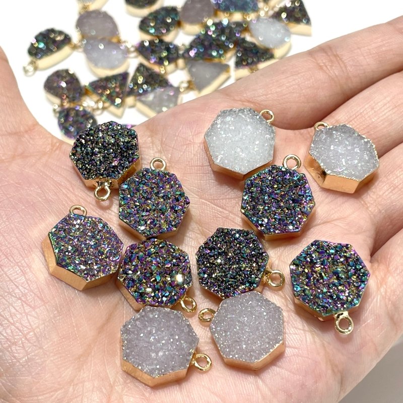 3 Types Mixed Colors Aura Geode Druzy Agate Pendant Wholesale - Wholesale Crystals