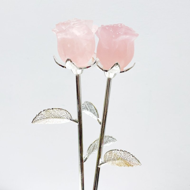 3 Types Rose Quartz Rose Flower Carving Wholesale - Wholesale Crystals