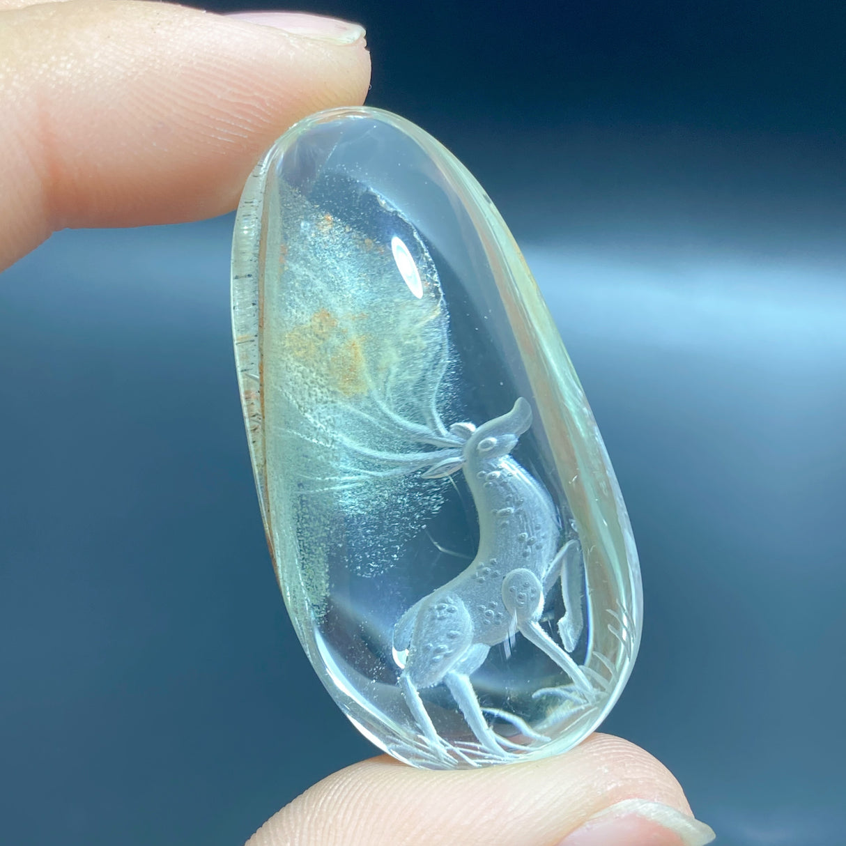 2 Pieces Deer Garden Quartz Inner Scene Carving