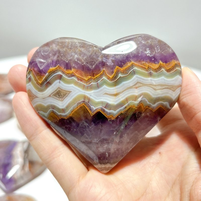 31 Pieces Amethyst Mixed Stripe Agate Heart - Wholesale Crystals