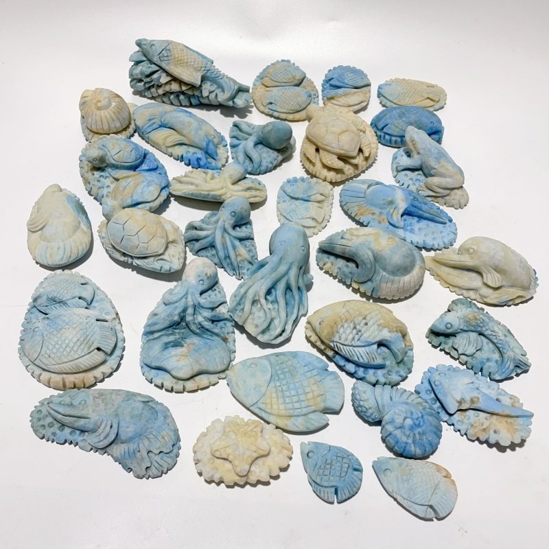 31 Pieces Blue Dumortierite Sea Animal Carving - Wholesale Crystals