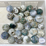 31 Pieces Geode Druzy Moss Agate Spheres (Sea Freight Only) -Wholesale Crystals