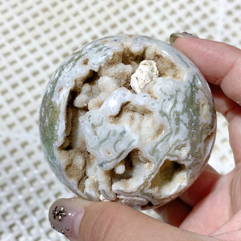 31 Pieces Geode Druzy Moss Agate Spheres (Sea Freight Only) -Wholesale Crystals