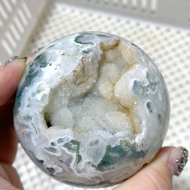 31 Pieces Geode Druzy Moss Agate Spheres (Sea Freight Only) -Wholesale Crystals