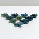 Mini Moss Agate Three Horns Dinosaur Carving Wholesale