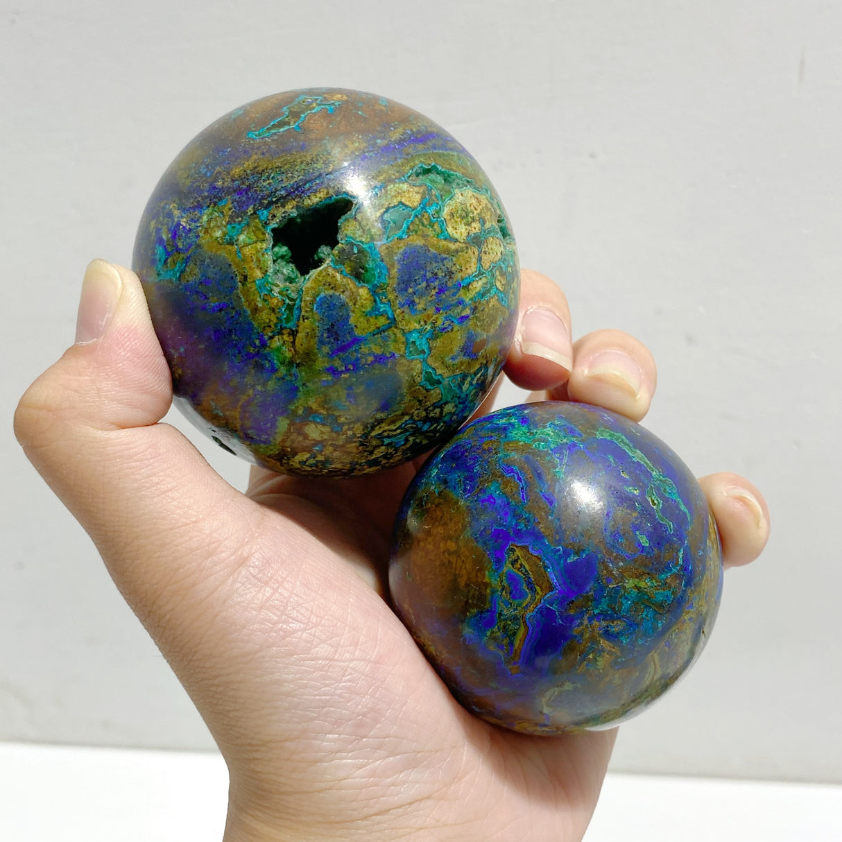 10 Pieces Azurite Mixed Malachite Spheres #3