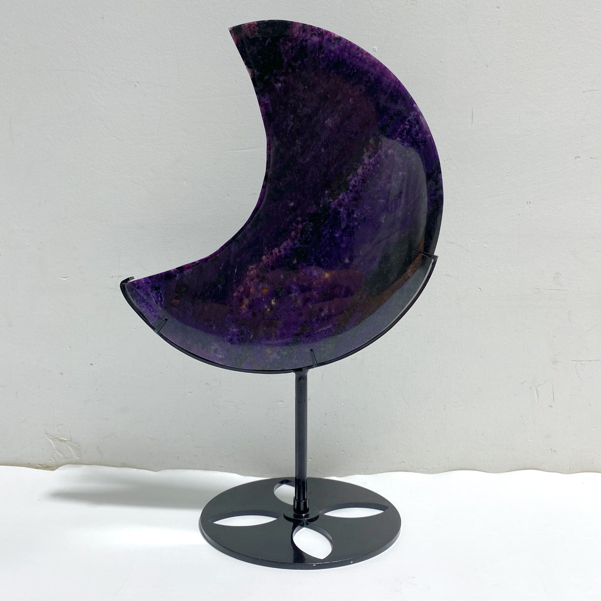 Large Charoite Moon Carving With Stand #2