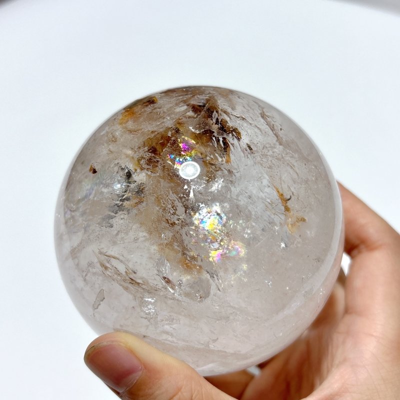 3.4in Fire Quartz Sphere With Moving Bubble Enhydro Quartz - Wholesale Crystals