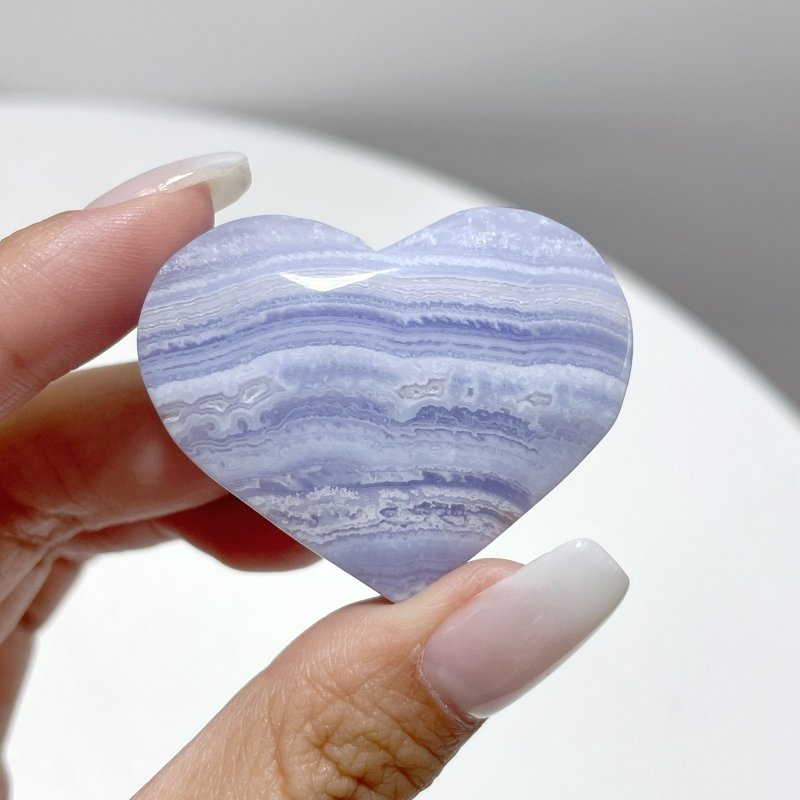 35 Pieces High Quality Blue Lace Agate Heart - Wholesale Crystals