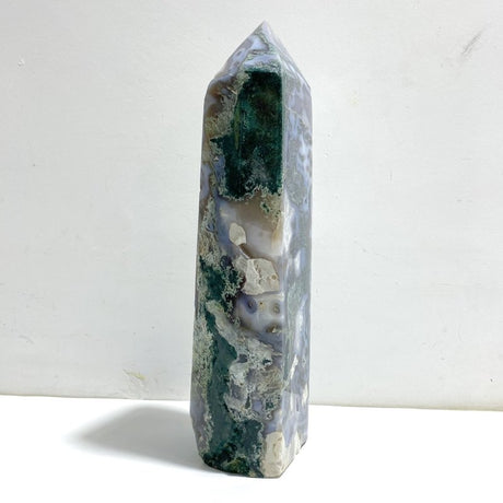 36.5CM Large Geode Druzy Moss Agate Four - sided Point - Wholesale Crystals