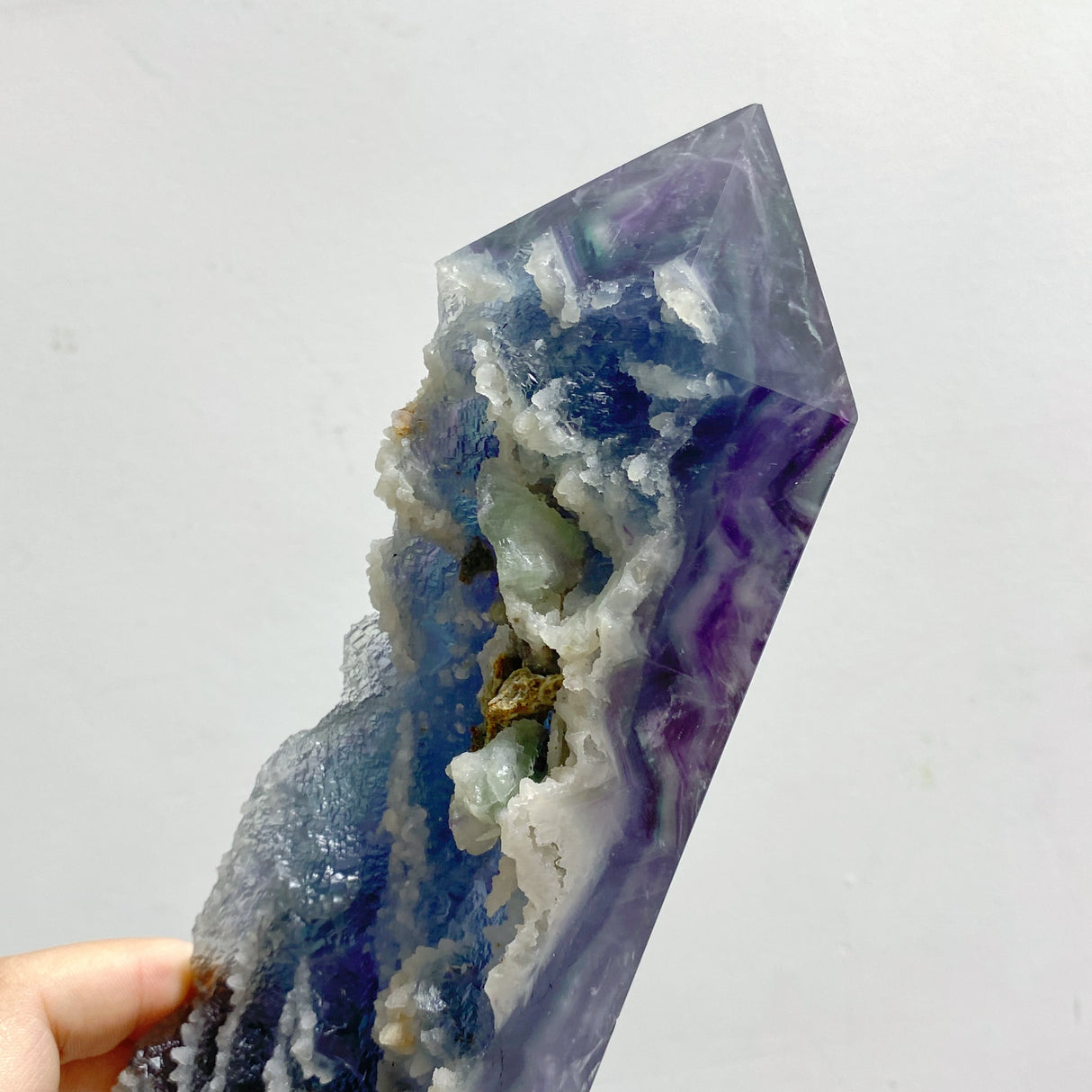 5 Pieces Rainbow Fluorite Raw Side Four-sided Tower Point