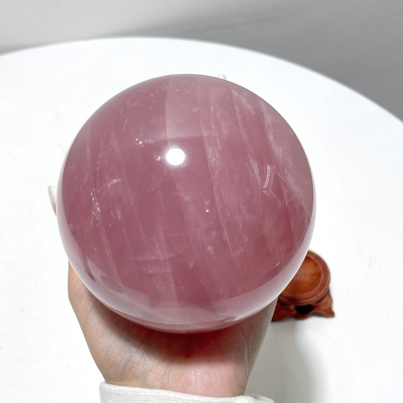 3.7in High Quality Six Star Line Rose Quartz Sphere For Collection - Wholesale Crystals