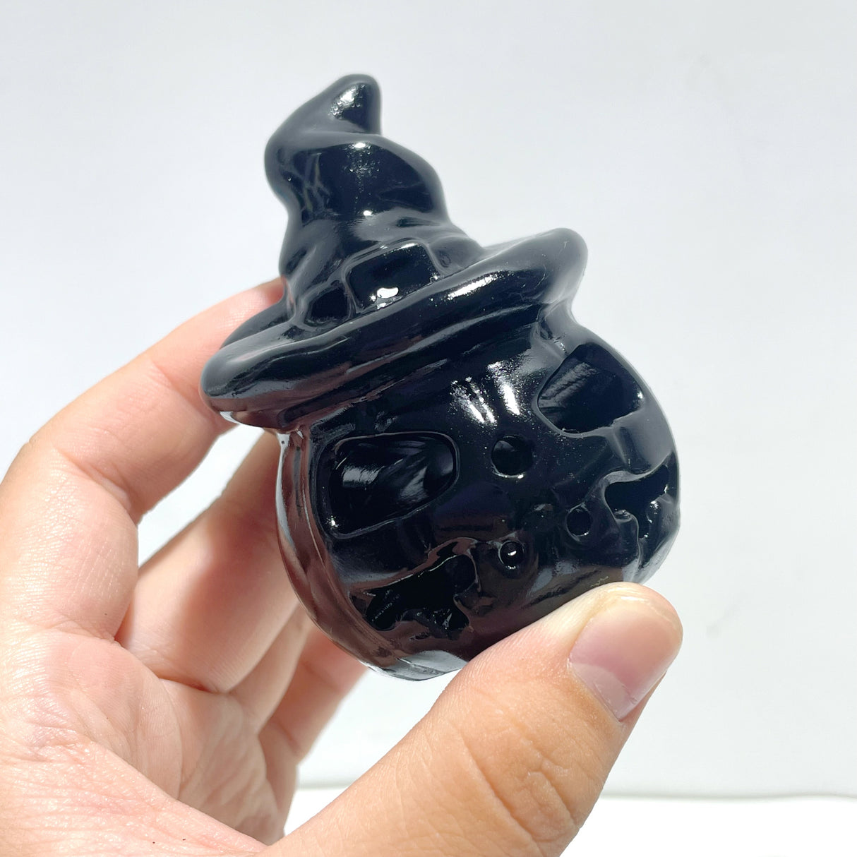 Halloween Pumpkin Wizard Hollow Carving Wholesale Black Obsidian Afghanistan Jade