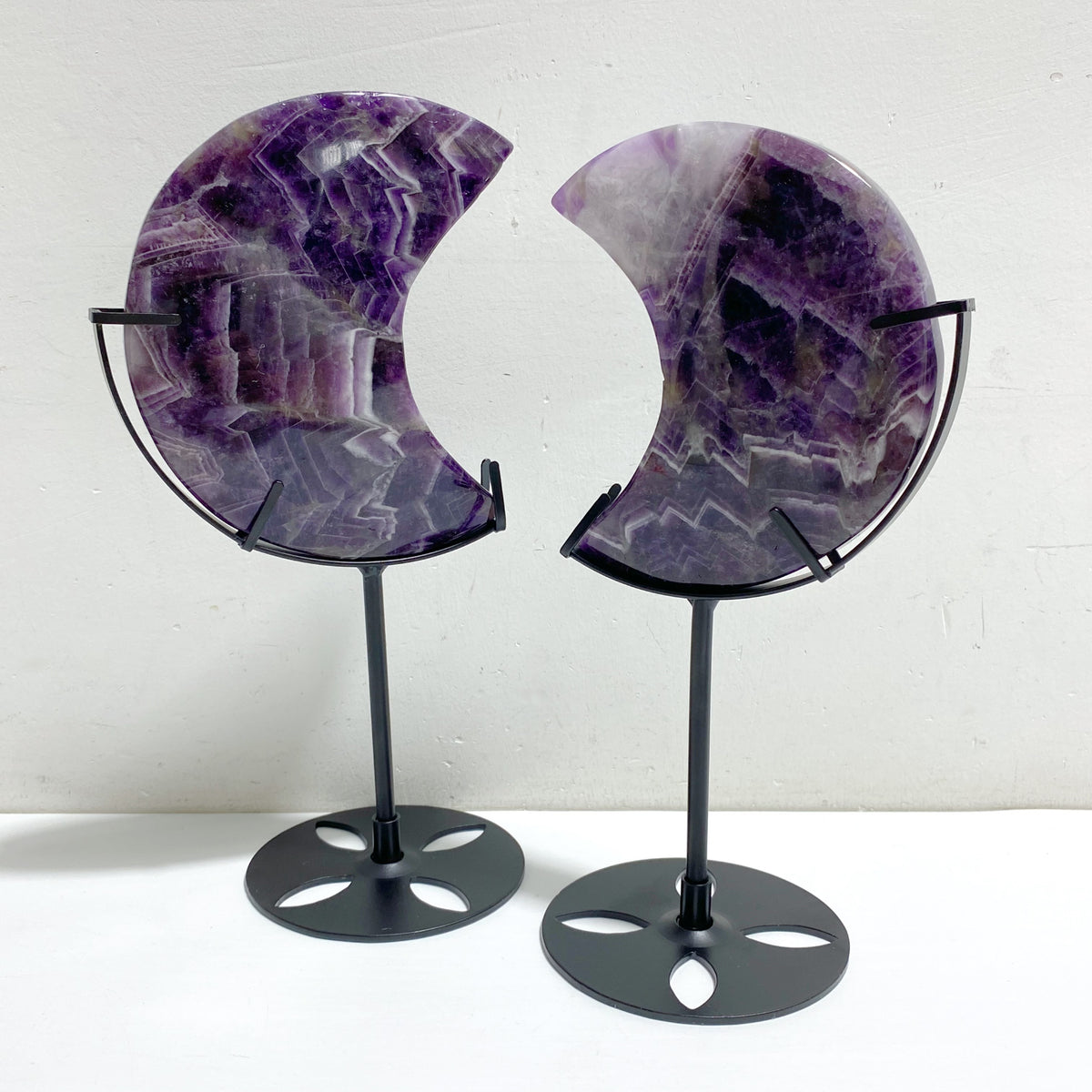 7 Pieces Chevron Amethyst Moon With Stand