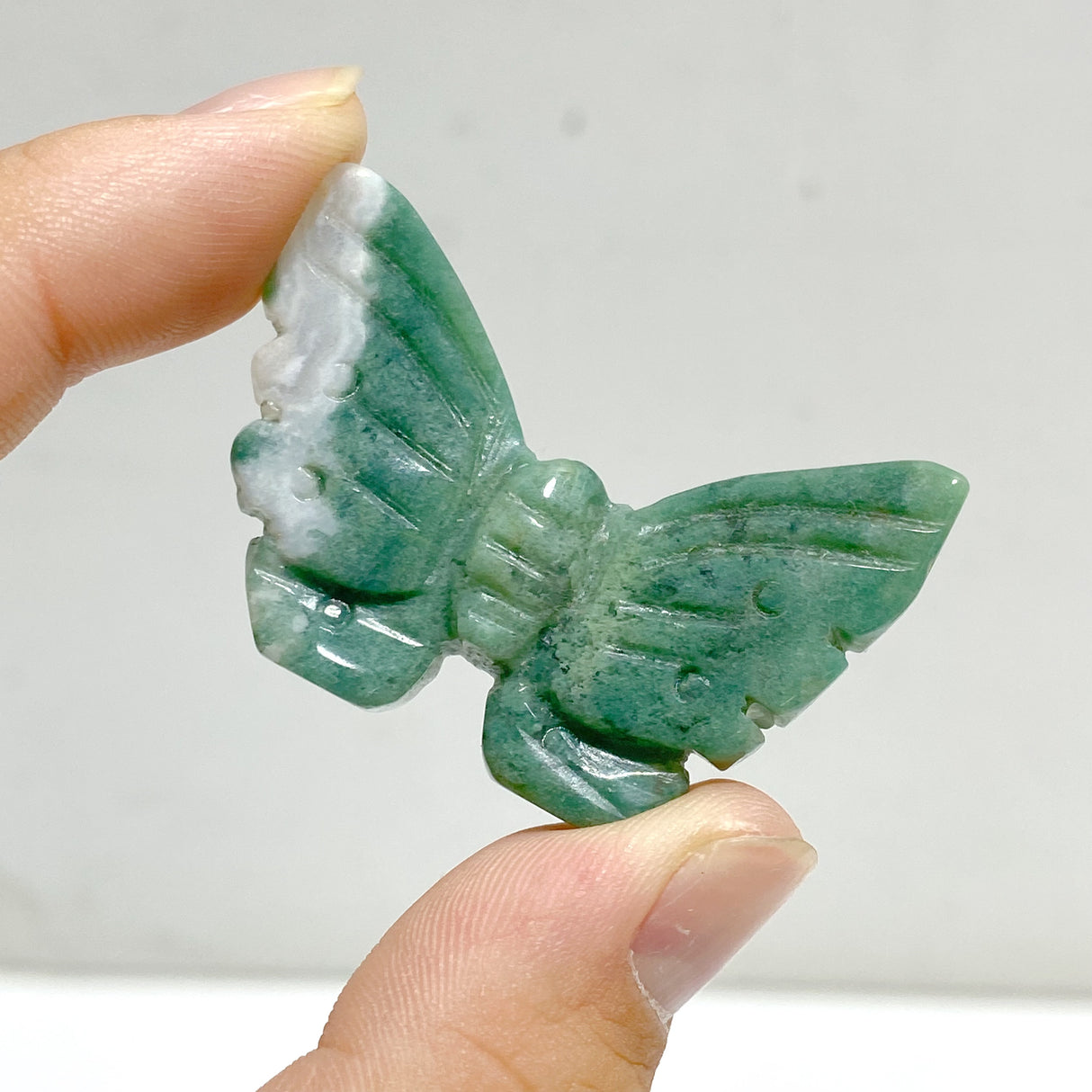 Moss Agate Butterfly Carving Wholesale