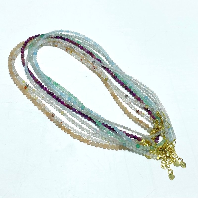 3MM Multi - Faceted Crystal Flash Bead Bracelets Necklace Wholesale Labradorite Sunstone Aquamarine - Wholesale Crystals