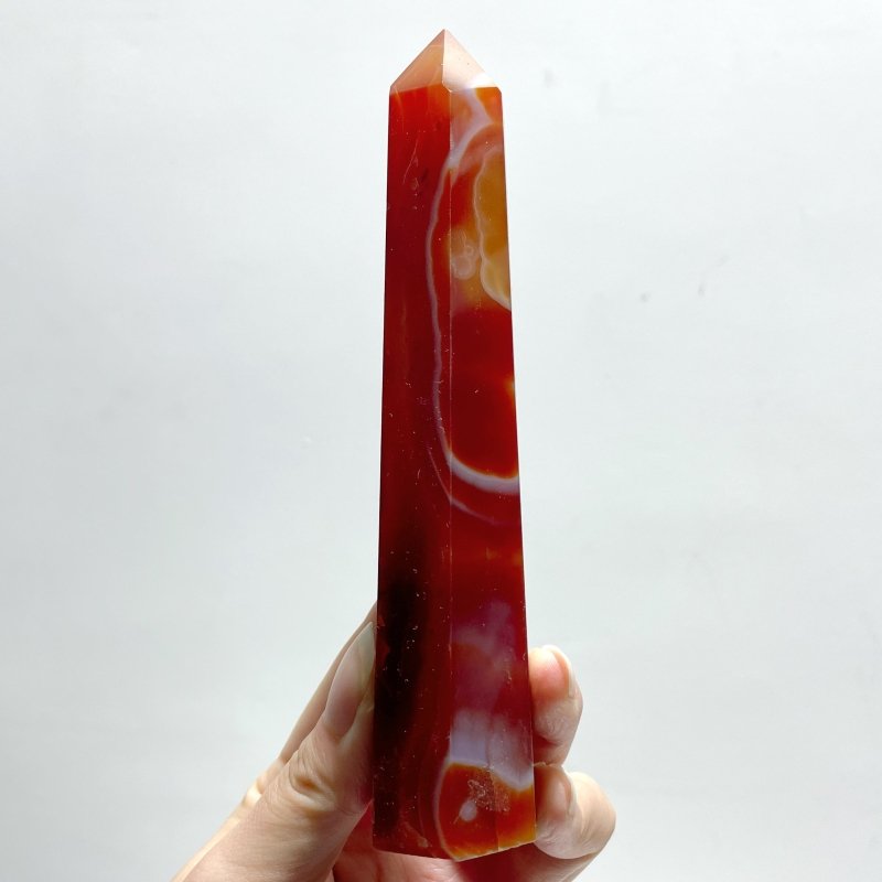 4 - 6.3in Red Carnelian Stripe Tower Point Crystal Wholesale - Wholesale Crystals