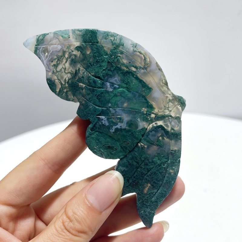 4 Pairs Butterfly Wing Carving With Stand Green Aventurine Sakura Flower Agate Moss Agate - Wholesale Crystals