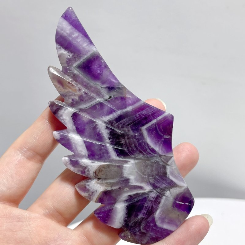 4 Pairs Chevron Amethyst Pegasus Wing Crystal Carving With Stand - Wholesale Crystals