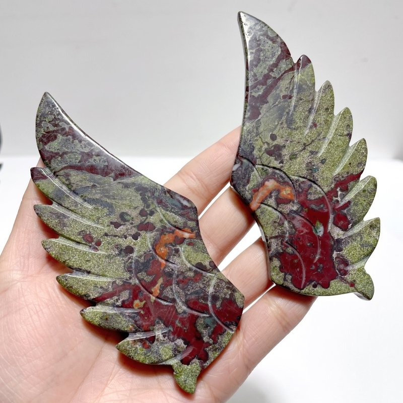 4 Pairs Dragon Blood Small Pegasus Wing Carving With Stand - Wholesale Crystals