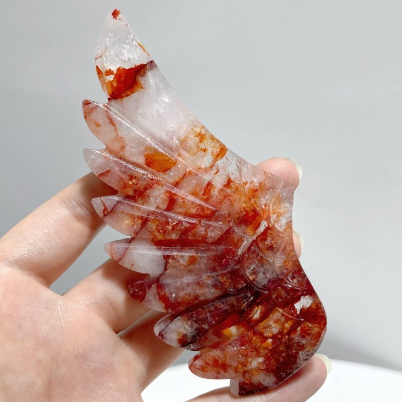 4 Pairs Fire Quartz Beautiful Pegasus Wing Carving With Stand - Wholesale Crystals