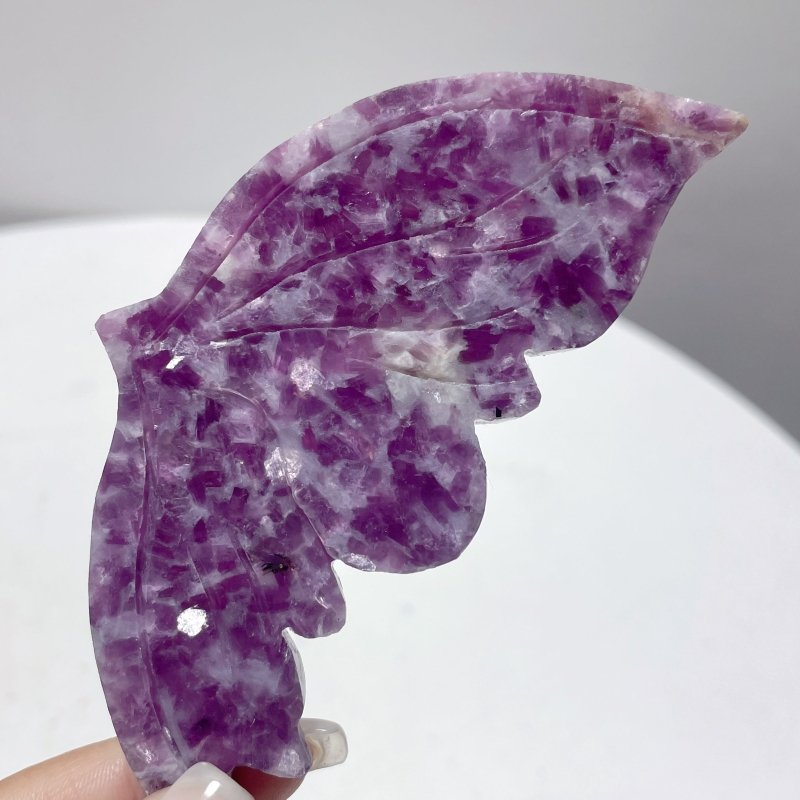 4 Pairs Lepidolite Butterfly Wing Carving With Stand - Wholesale Crystals