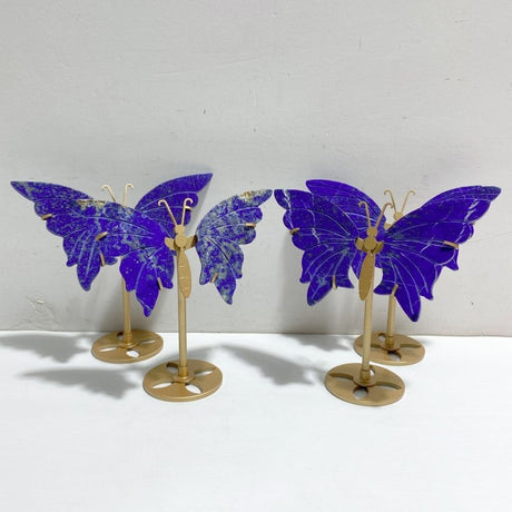 4 Pairs Small Lapis Lazuli Butterfly Wing Carving With Stand -Wholesale Crystals