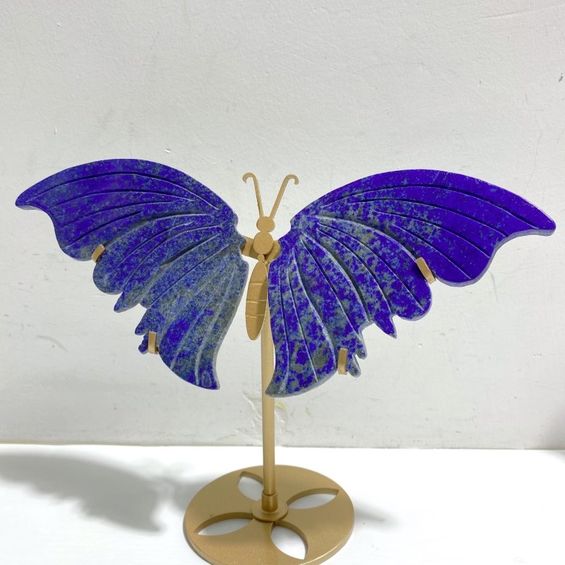 4 Pairs Small Lapis Lazuli Butterfly Wing Carving With Stand - Wholesale Crystals