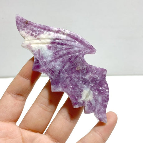 4 Pairs Spark Lepidolite Demon Angel Wing Carving With Stand - Wholesale Crystals