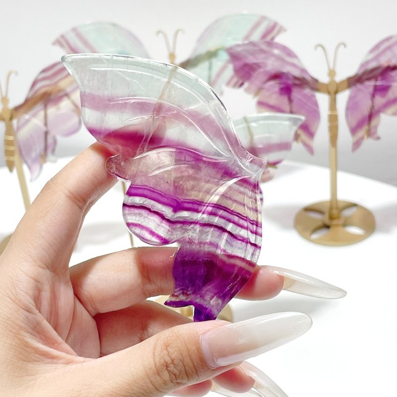 4 Pairs Symmetry Butterfly Wing With Stand Fluorite - Wholesale Crystals