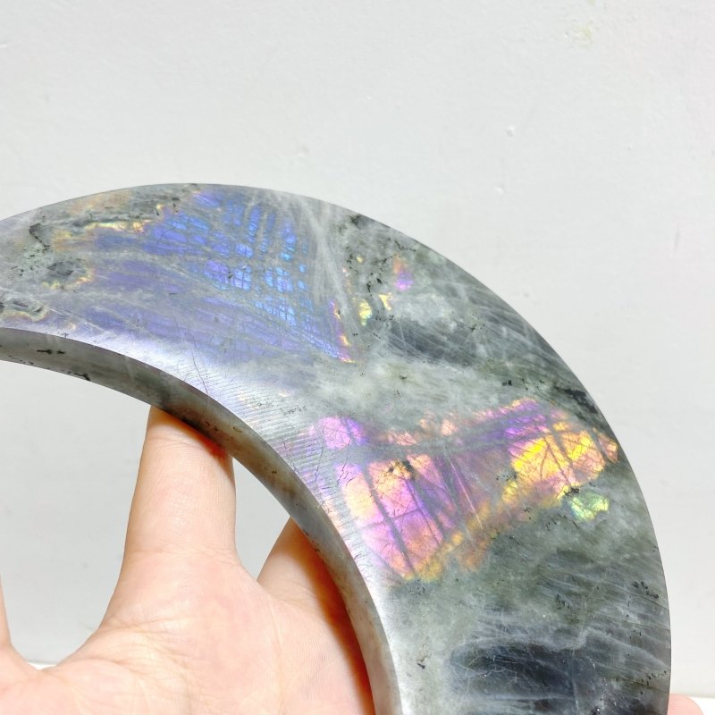 4 Pieces Beautiful Labradorite Moon Carving With Stand - Wholesale Crystals