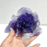 4 Pieces Beautiful Purple Fluorite Flower Carving 2 - Wholesale Crystals
