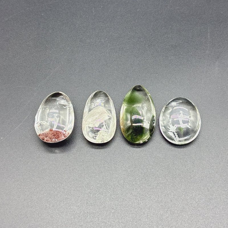 4 Pieces Buddhist Monk Bodhi Kensho Garden Quartz Inner Scene Carving - Wholesale Crystals