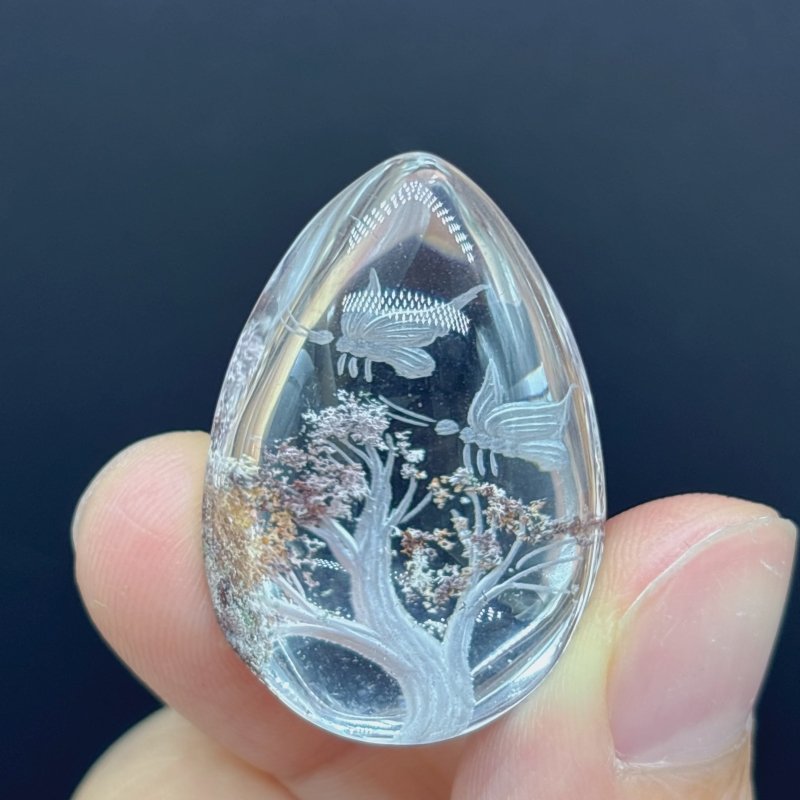 4 Pieces Butterfly Garden Quartz Inner Scene Carving - Wholesale Crystals