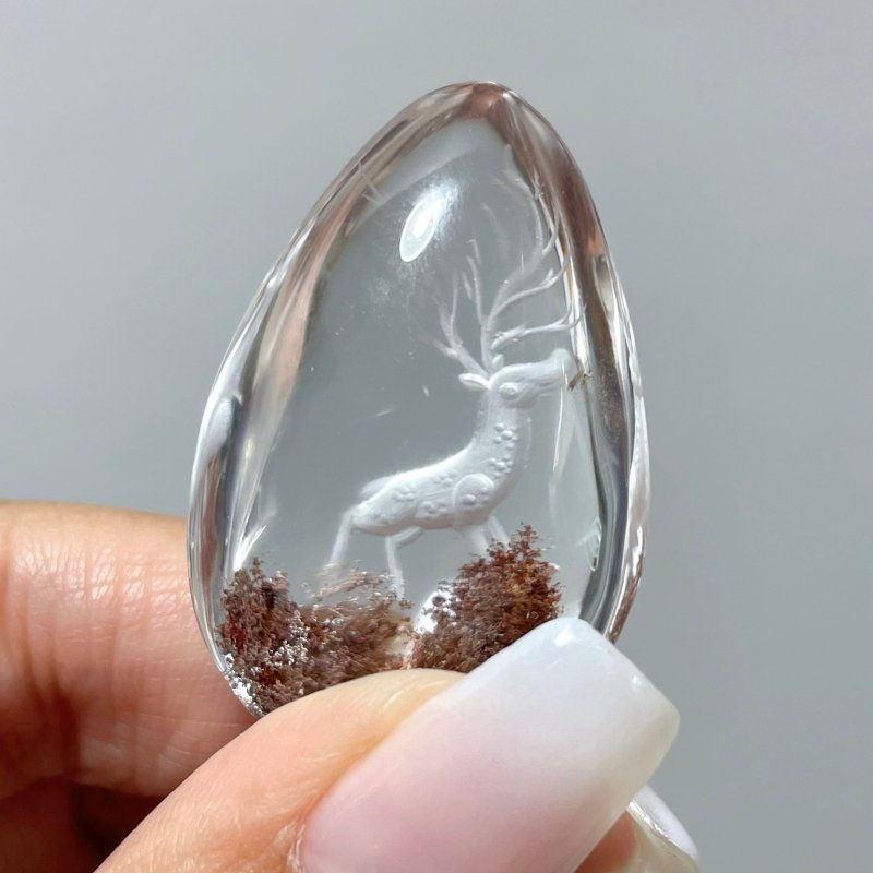 4 Pieces Deer Garden Quartz Inner Scene Carving - Wholesale Crystals