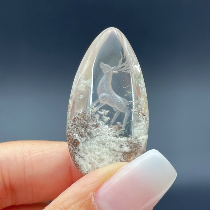 4 Pieces Deer Garden Quartz Inner Scene Carving - Wholesale Crystals